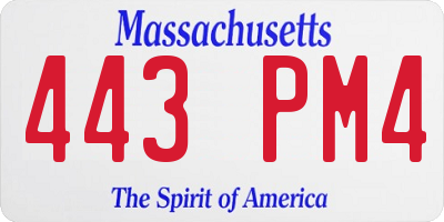 MA license plate 443PM4