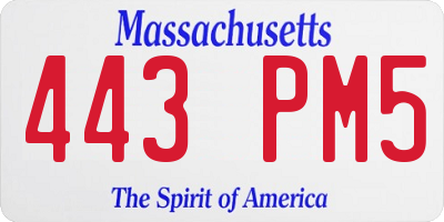 MA license plate 443PM5