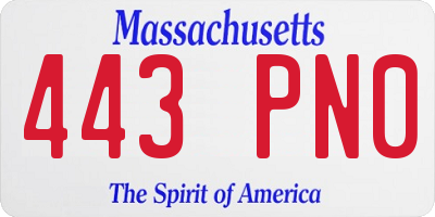 MA license plate 443PN0