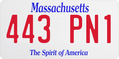 MA license plate 443PN1