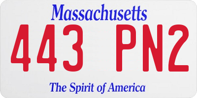MA license plate 443PN2