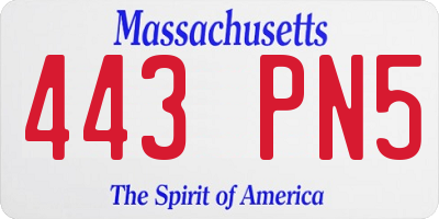 MA license plate 443PN5