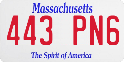 MA license plate 443PN6