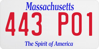 MA license plate 443PO1