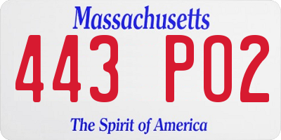 MA license plate 443PO2