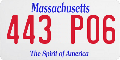 MA license plate 443PO6