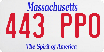 MA license plate 443PP0