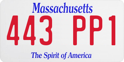 MA license plate 443PP1