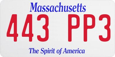 MA license plate 443PP3