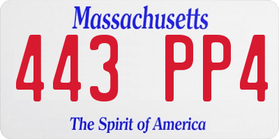MA license plate 443PP4