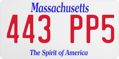 MA license plate 443PP5