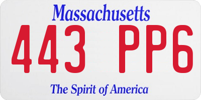 MA license plate 443PP6