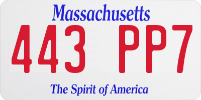 MA license plate 443PP7