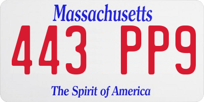 MA license plate 443PP9