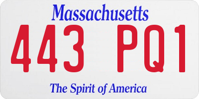 MA license plate 443PQ1