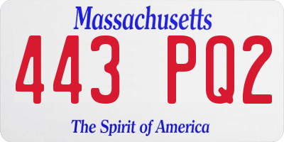 MA license plate 443PQ2