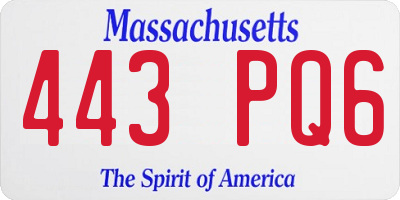 MA license plate 443PQ6