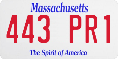 MA license plate 443PR1