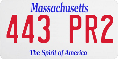 MA license plate 443PR2