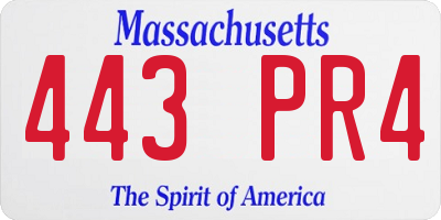 MA license plate 443PR4