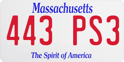 MA license plate 443PS3
