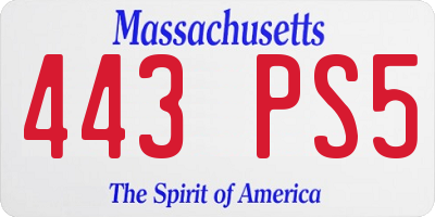 MA license plate 443PS5