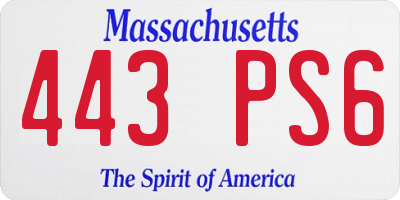 MA license plate 443PS6