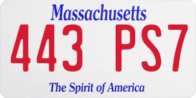 MA license plate 443PS7