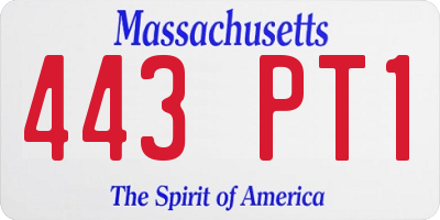 MA license plate 443PT1