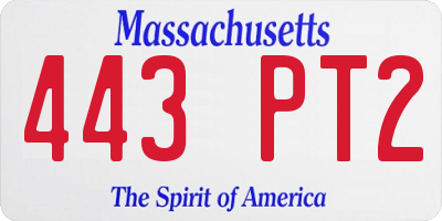 MA license plate 443PT2