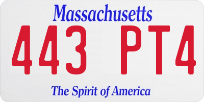 MA license plate 443PT4