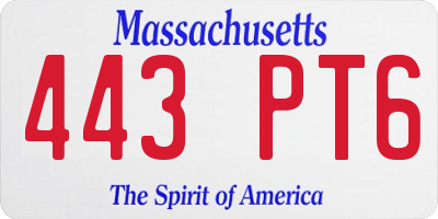 MA license plate 443PT6