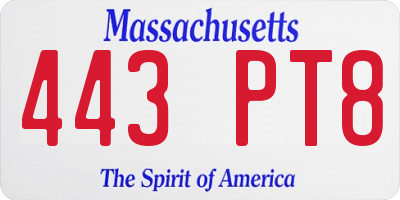 MA license plate 443PT8
