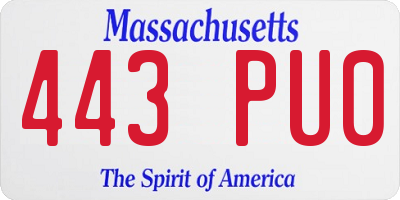 MA license plate 443PU0