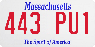 MA license plate 443PU1