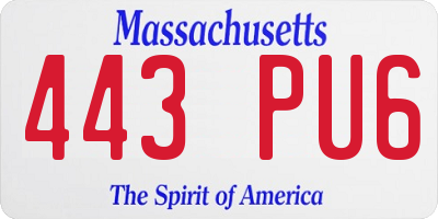 MA license plate 443PU6