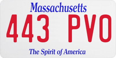 MA license plate 443PV0