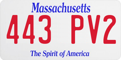 MA license plate 443PV2