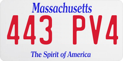 MA license plate 443PV4