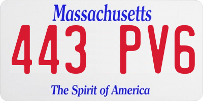 MA license plate 443PV6
