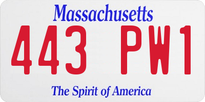 MA license plate 443PW1