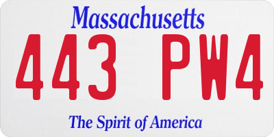 MA license plate 443PW4