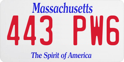 MA license plate 443PW6