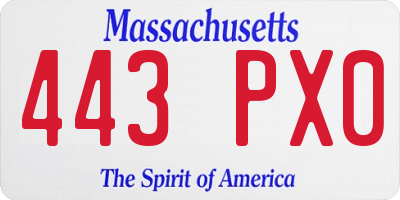 MA license plate 443PX0