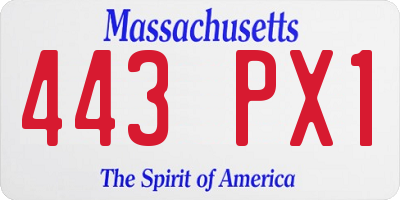 MA license plate 443PX1