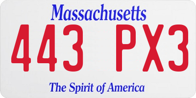 MA license plate 443PX3