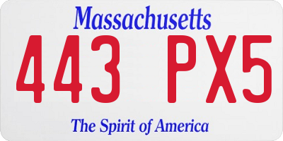 MA license plate 443PX5