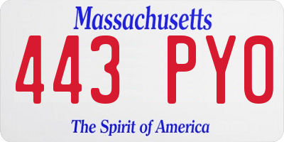 MA license plate 443PY0