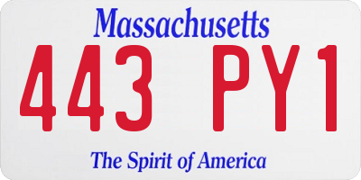 MA license plate 443PY1
