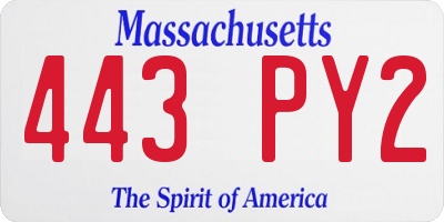 MA license plate 443PY2
